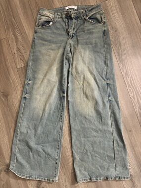 Reformation Light Blue Wide-Leg Flare Jeans